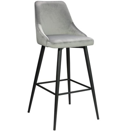 BEST MASTER FURNITURE Best Master Furniture WY5170 2PC Grey 29 Bar Stools 29 in. Sunset Grey Velvet Bar Stool - Set of 2 WY5170 2PC Grey 29&quot; Bar Stools